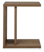 Dark oak Bentley Designs side lamp and end table with wire brushed finish, showcasing a sleek, modern design and sturdy construction.