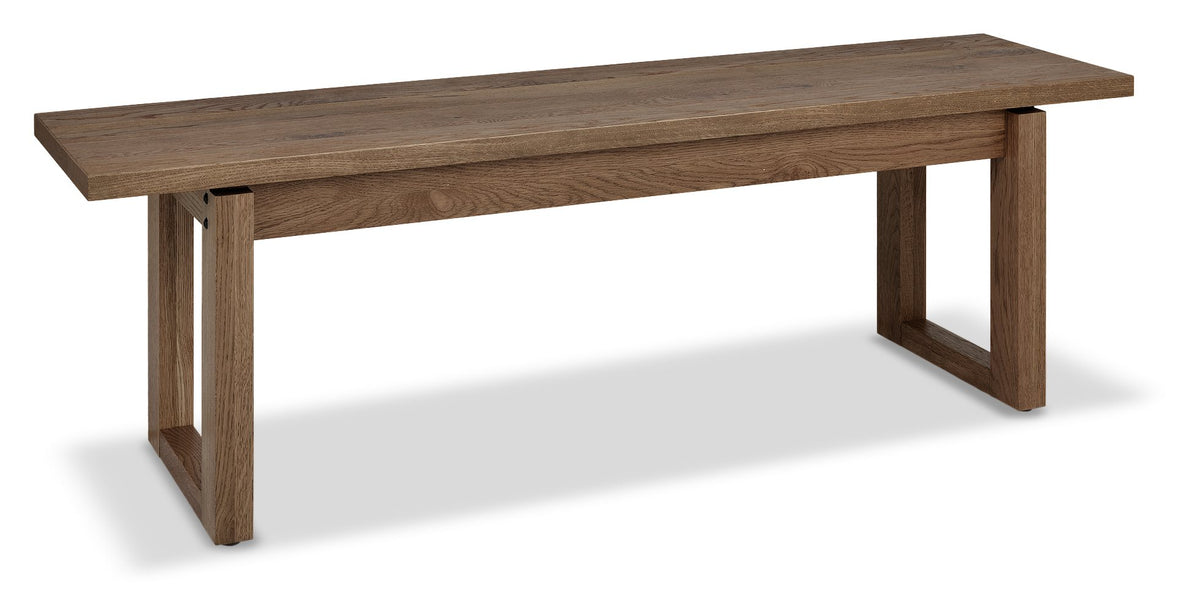 Dark Oak Dining Bench with Wirebrushed Top