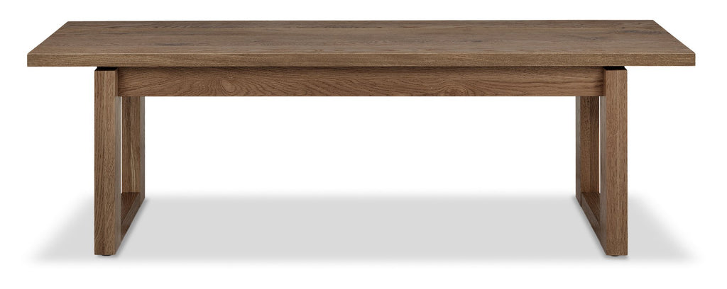 Dark Oak Dining Bench with Wirebrushed Top