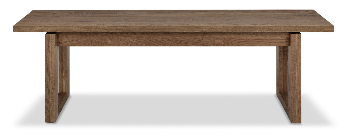 Dark Oak Dining Bench with Wirebrushed Top