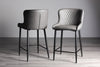 Dark Grey Leather Bar Stool Black Metal Legs