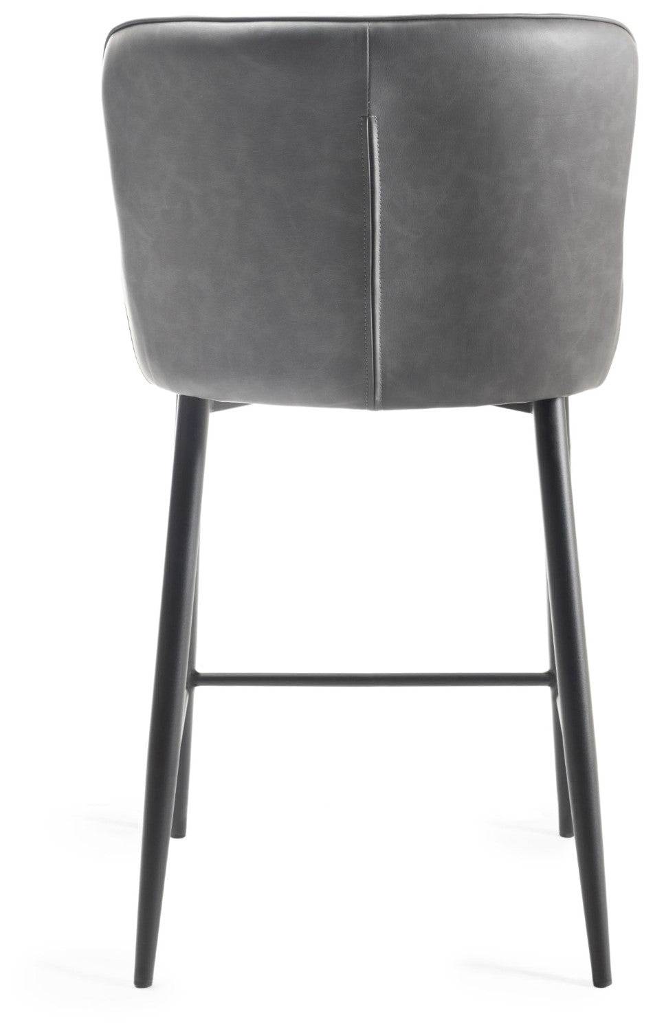 Dark Grey Leather Bar Stool Black Metal Legs - Home Furniture Interiors