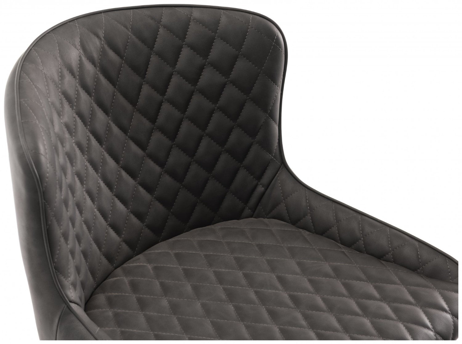 Dark Grey Leather Bar Stool Black Metal Legs - Home Furniture Interiors