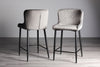 Grey Velvet Fabric Bar Stool Diamond Stitched Black Legs