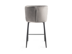 Grey Velvet Fabric Bar Stool Diamond Stitched Black Legs - Home Furniture Interiors