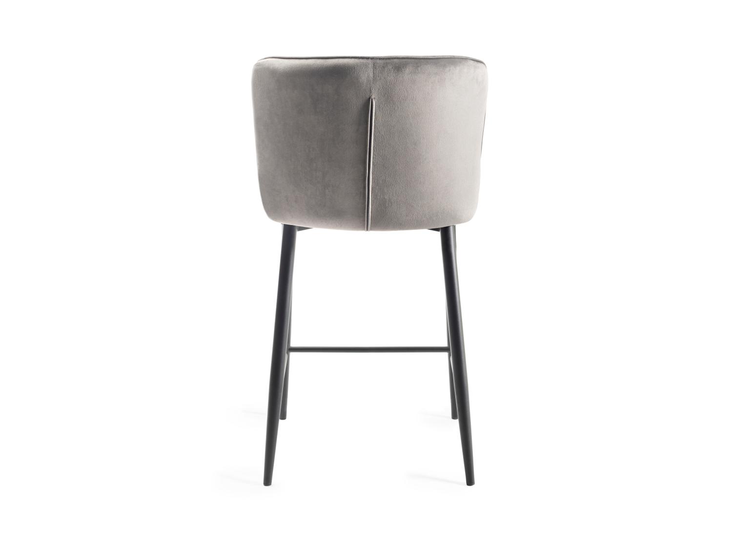 Grey Velvet Fabric Bar Stool Diamond Stitched Black Legs - Home Furniture Interiors