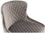 Grey Velvet Fabric Bar Stool Diamond Stitched Black Legs - Home Furniture Interiors