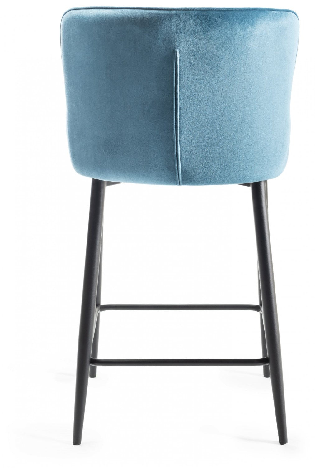 Blue Velvet Fabric Bar Stool Black Legs - Home Furniture Interiors