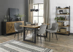 Grey Velvet Fabric Dining Chair Diamond Stitched Black Legs - Home Furniture Interiors