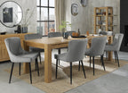 Grey Velvet Fabric Dining Chair Diamond Stitched Black Legs - Home Furniture Interiors