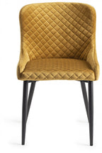 Yellow Velvet Dining Chair Diamond Stitched Pattern - Home Furniture Interiors