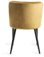 Yellow Velvet Dining Chair Diamond Stitched Pattern - Home Furniture Interiors