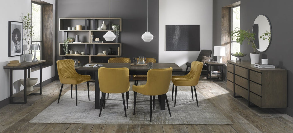 Yellow Velvet Dining Chair Diamond Stitched Pattern - Home Furniture Interiors
