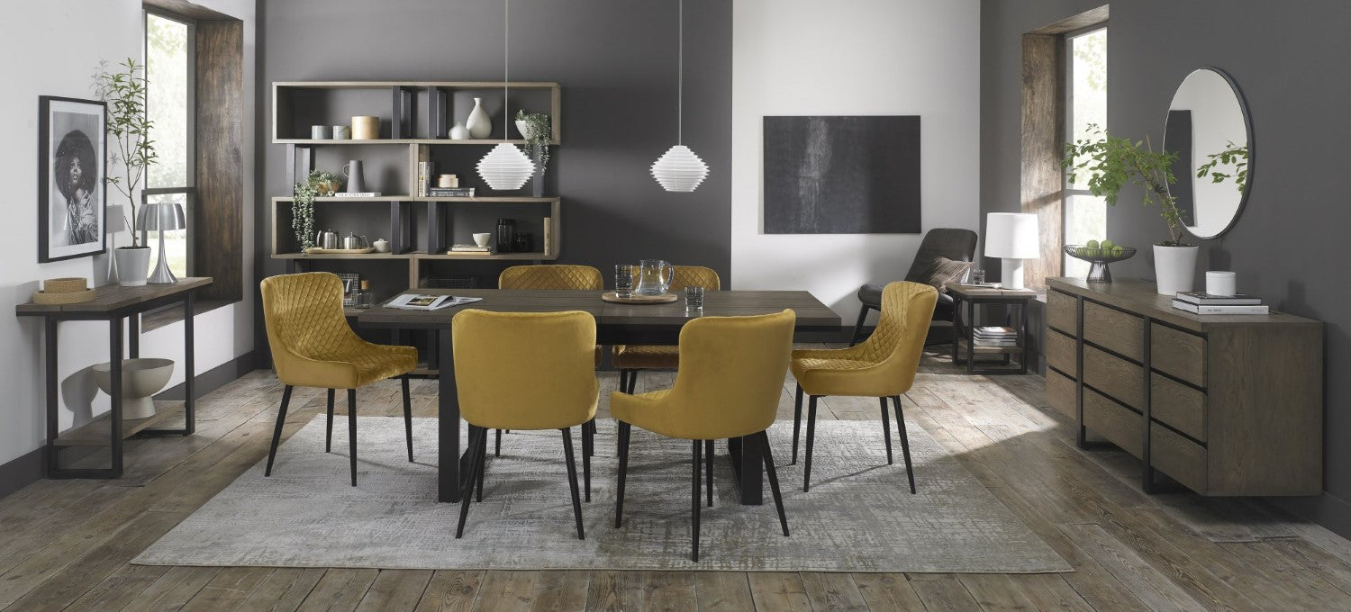 Yellow Velvet Dining Chair Diamond Stitched Pattern - Home Furniture Interiors