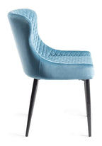 Blue Velvet Fabric Dining Chair Diamond Pattern - Home Furniture Interiors