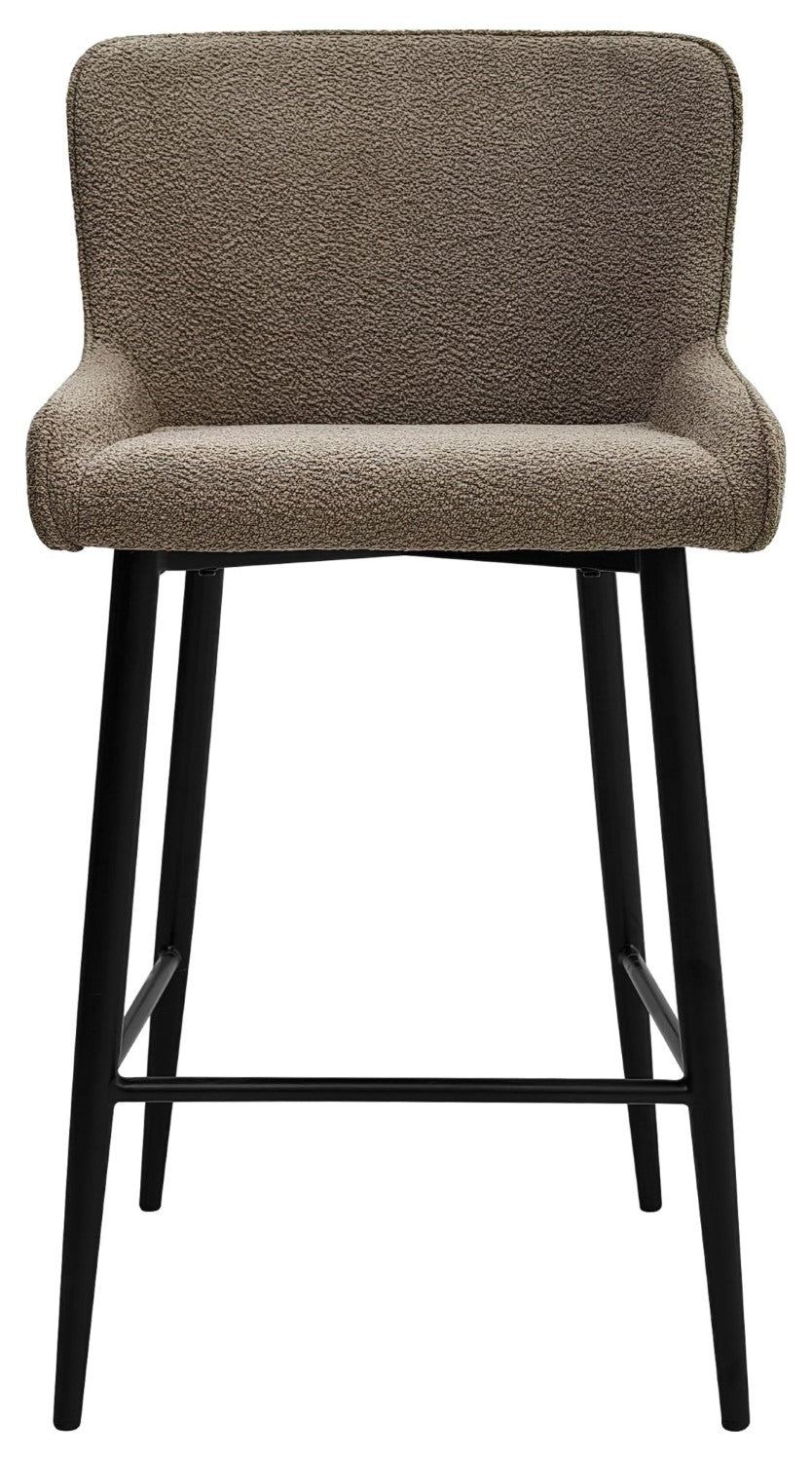 Beige Fabric Kitchen Bar Stool with Black Metal Legs - Home Furniture Interiors