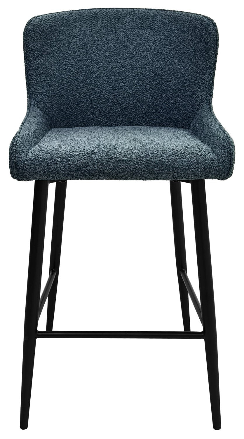 Blue Fabric Kitchen Bar Stool with Black Metal Legs - Home Furniture Interiors