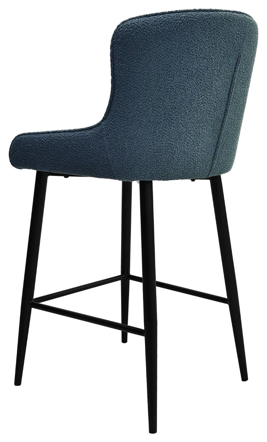 Blue Fabric Kitchen Bar Stool with Black Metal Legs - Home Furniture Interiors