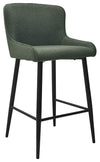 Green Fabric Kitchen Bar Stool with Black Metal Legs