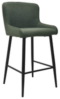 Green Fabric Kitchen Bar Stool with Black Metal Legs