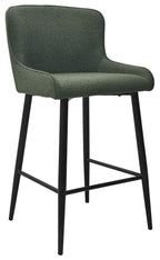 Green Fabric Kitchen Bar Stool with Black Metal Legs