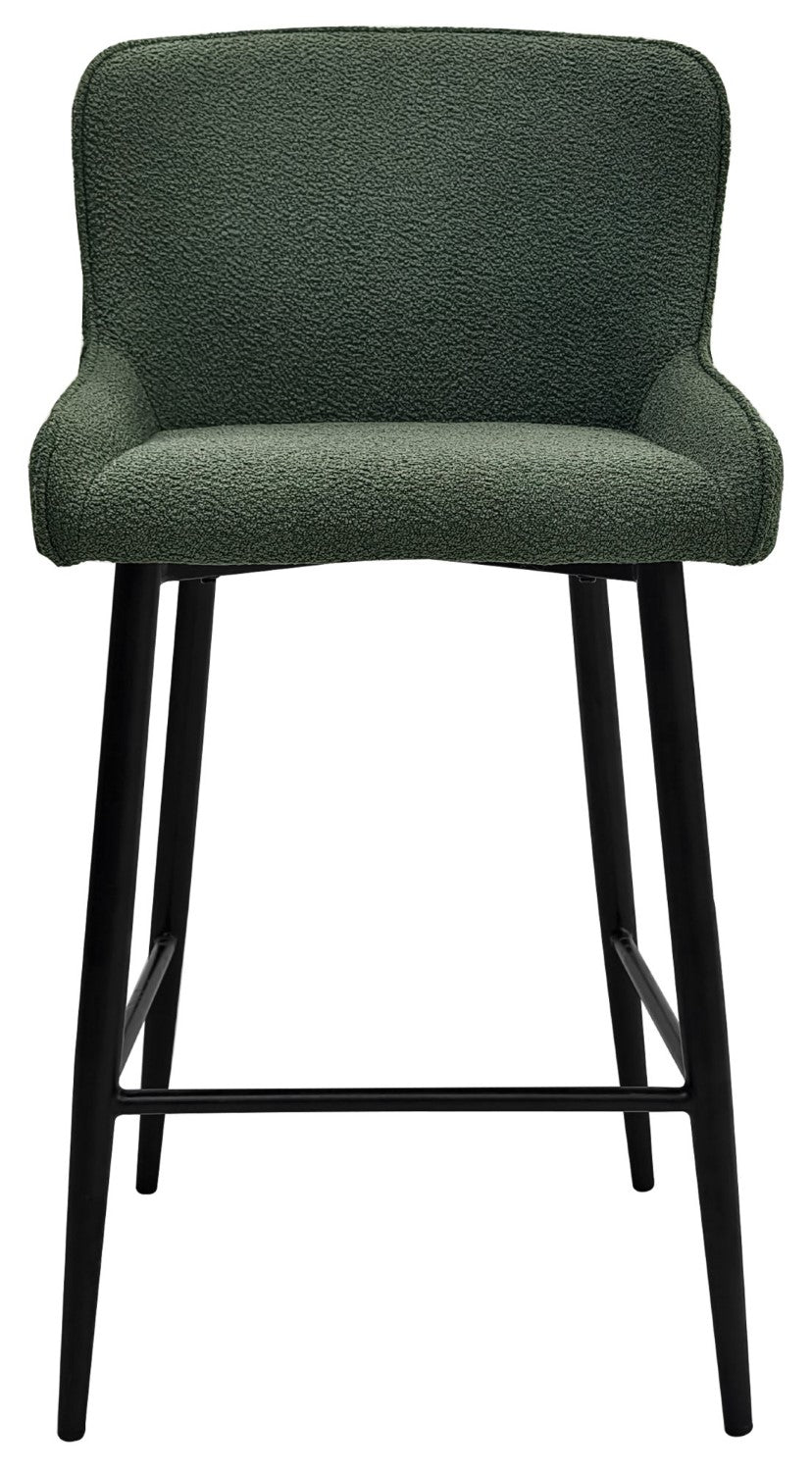 Green Fabric Kitchen Bar Stool with Black Metal Legs - Home Furniture Interiors