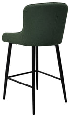 Green Fabric Kitchen Bar Stool with Black Metal Legs - Home Furniture Interiors
