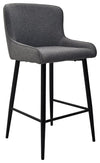Grey Fabric Kitchen Bar Stool with Black Metal Legs