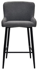 Grey Fabric Kitchen Bar Stool with Black Metal Legs - Home Furniture Interiors