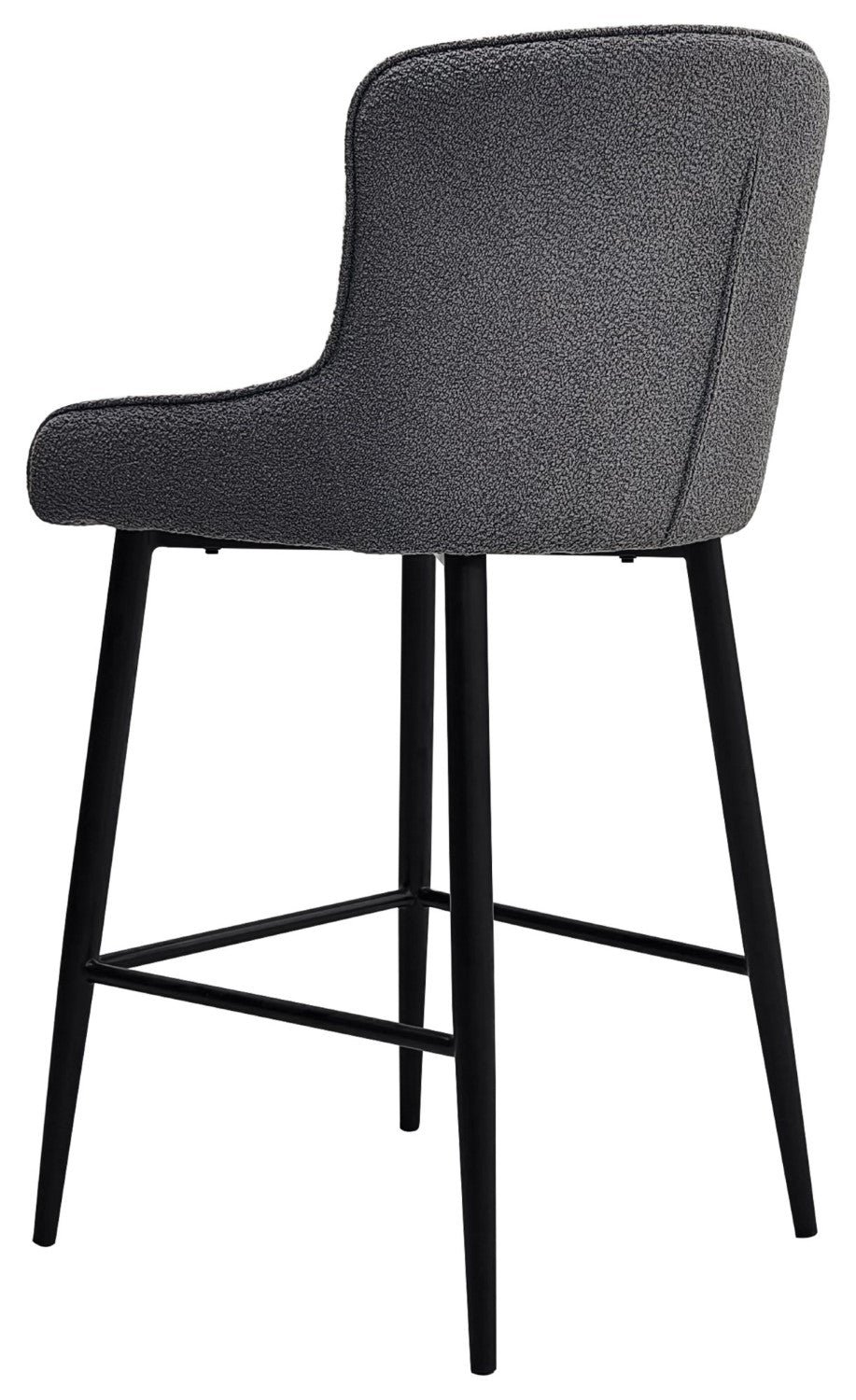 Grey Fabric Kitchen Bar Stool with Black Metal Legs - Home Furniture Interiors