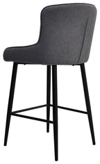 Grey Fabric Kitchen Bar Stool with Black Metal Legs - Home Furniture Interiors