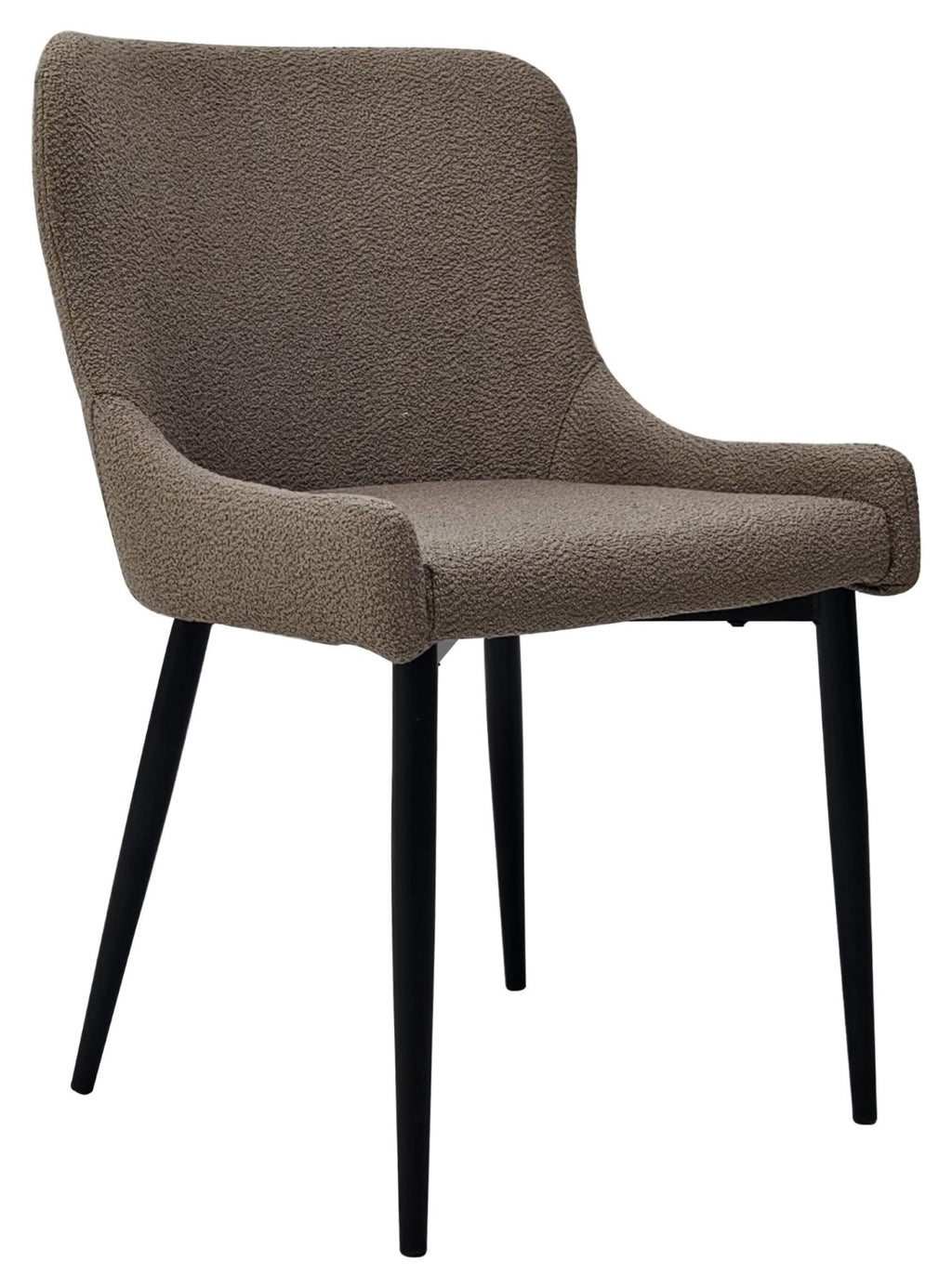 Beige Fabric Dining Chair with Black Metal Legs