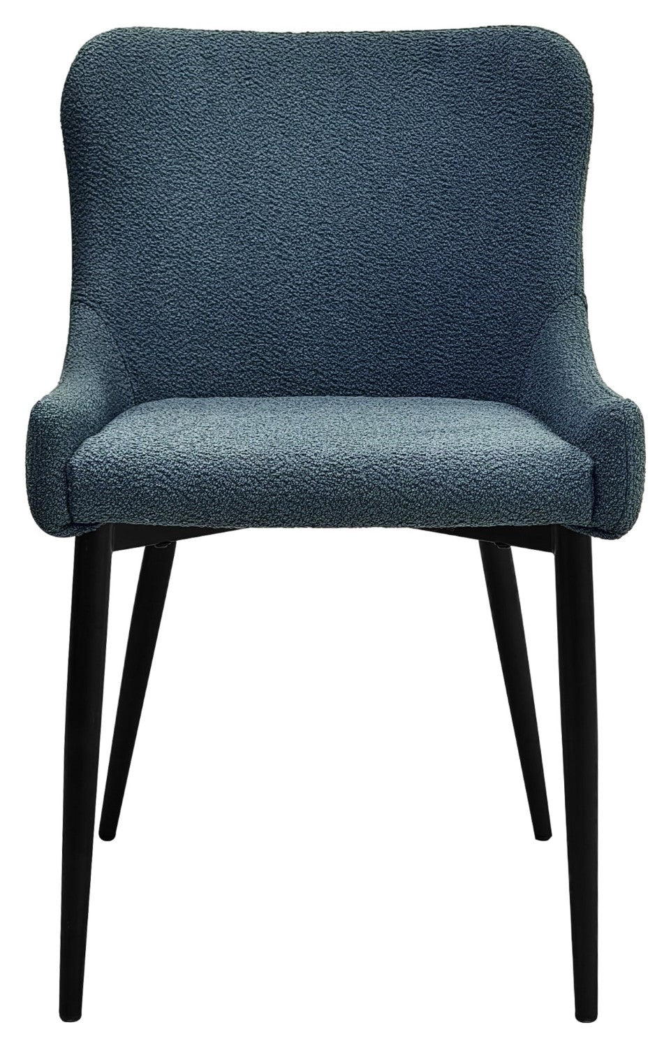 Blue Fabric Dining Chair with Black Metal Legs - Home Furniture Interiors