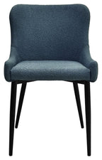 Blue Fabric Dining Chair with Black Metal Legs - Home Furniture Interiors