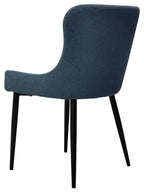 Blue Fabric Dining Chair with Black Metal Legs - Home Furniture Interiors