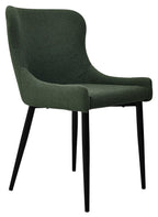 Green Fabric Dining Chair with Black Metal Legs