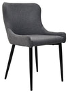 Grey Fabric Dining Chair with Black Metal Legs