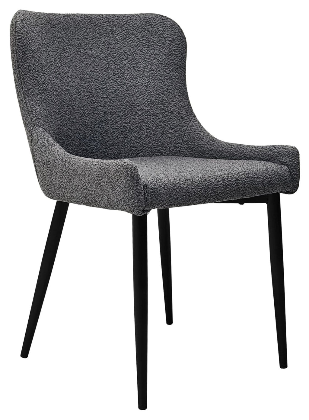 Grey Fabric Dining Chair with Black Metal Legs