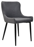 Grey Fabric Dining Chair with Black Metal Legs
