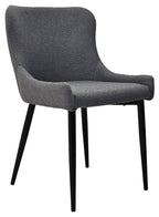 Grey Fabric Dining Chair with Black Metal Legs