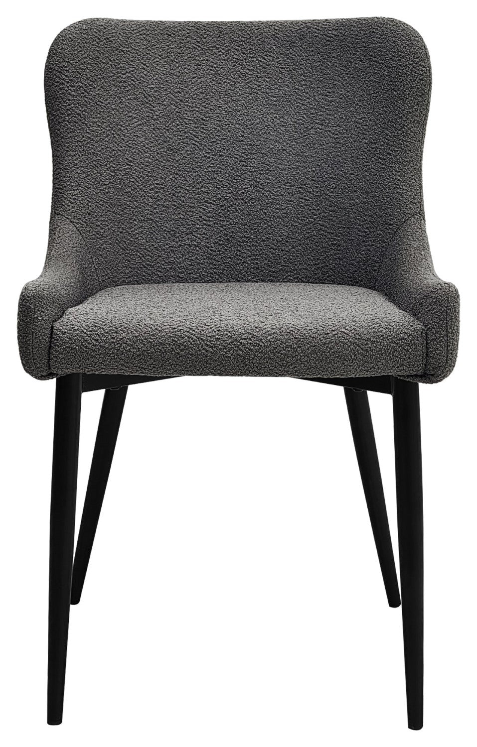 Grey Fabric Dining Chair with Black Metal Legs - Home Furniture Interiors