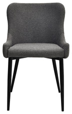 Grey Fabric Dining Chair with Black Metal Legs - Home Furniture Interiors