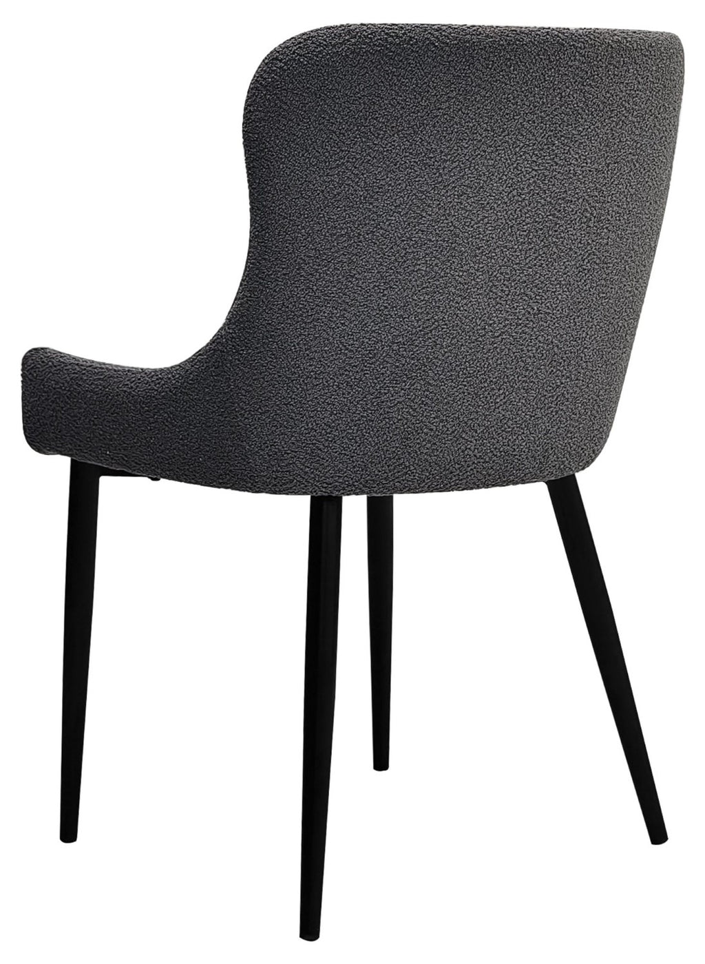 Grey Fabric Dining Chair with Black Metal Legs - Home Furniture Interiors