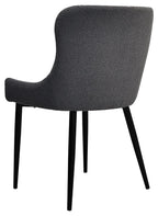 Grey Fabric Dining Chair with Black Metal Legs - Home Furniture Interiors