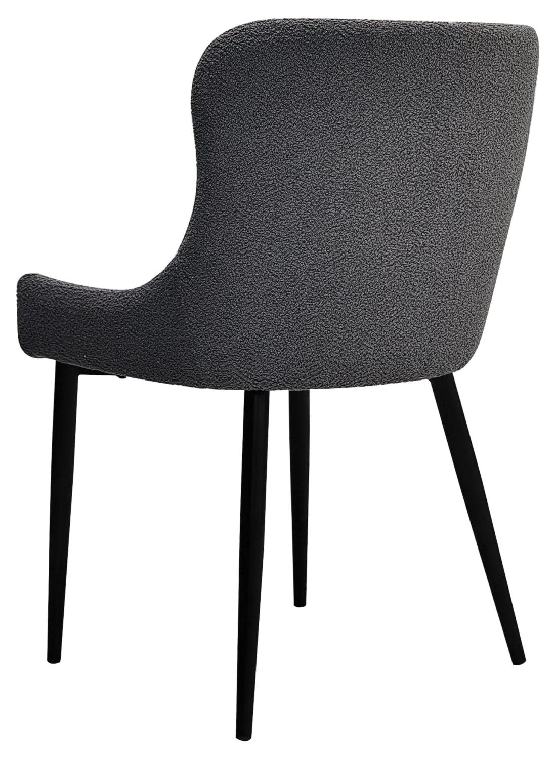 Grey Fabric Dining Chair with Black Metal Legs - Home Furniture Interiors