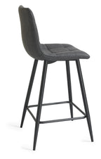 Dark Grey Leather Bar Stool Black Metal Legs - Home Furniture Interiors