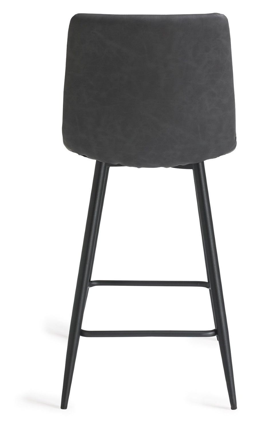 Dark Grey Leather Bar Stool Black Metal Legs - Home Furniture Interiors