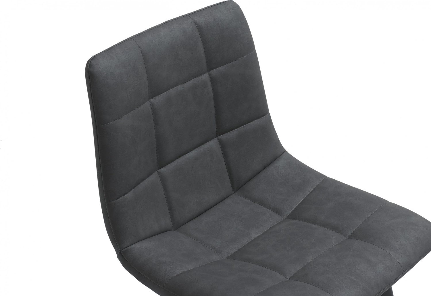 Dark Grey Leather Bar Stool Black Metal Legs - Home Furniture Interiors