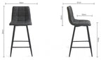 Dark Grey Leather Bar Stool Black Metal Legs - Home Furniture Interiors