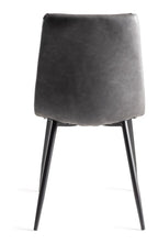 Dark Grey Leather Square Stitched Dining Chair - Home Furniture Interiors